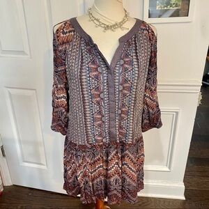 Cape Juby Cold Shoulder Bohemian Tunic Top, Small